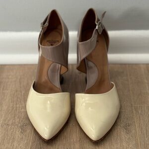 John Fluevog Cream and Tan Heels